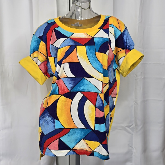 The Limited 80s 90s Geometric Retro T-Shirt Shoulder Pads Size L - Picture 1 of 8
